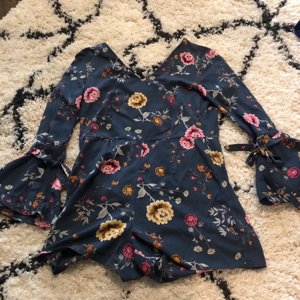 navy floral romper